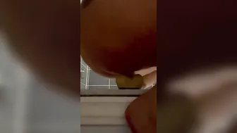 Gigantic butt tattoo covered pawg Hottie and vulgar morning ride her toy into the shower