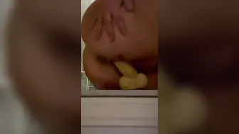 Gigantic butt tattoo covered pawg Hottie and vulgar morning ride her toy into the shower