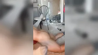 Fucks vibrator while BF jerks off from me squirting