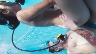Polina Rucheyok getting pounded rough into her mouth underwater