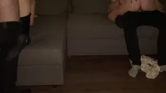 Watching a sex tape turned inside group sex