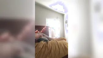 Amateur blonde with natural boobs begs for cum