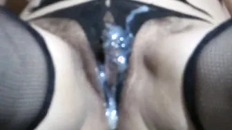 Huge creampie on unshaved vagina of 58-year-mature Hispanic milf