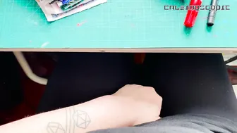 Under Table porn video – Masturbating at work with my leggings down. beautiful risky