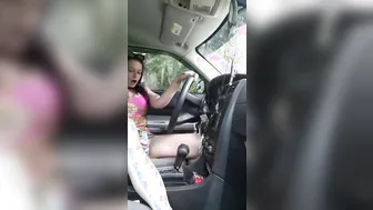 Outside masturbation inside a sports vehicle at the park