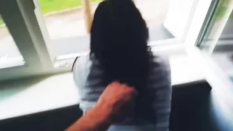 sexy Student Sex near the Window with Facial
