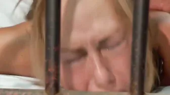 Tied blonde into bed butt plowed