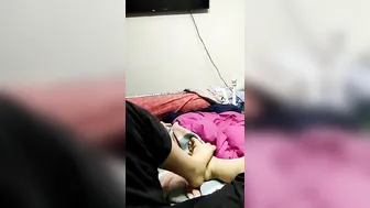 Having Fun with my toes on the bed
