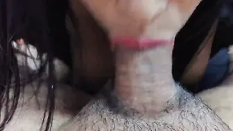 Blowing penis cum into mouth