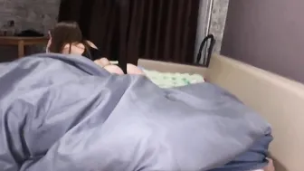 Jerking off under the covers for my best friend cumming