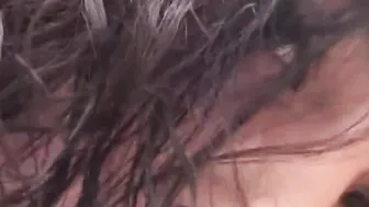 18 dark hair blows and fucks penis for Bae cumming