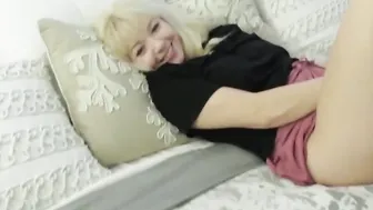 Hot blonde eighteen step sis Velvet Rain is obsessed with her stepbro