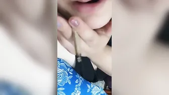 Smoking relaxed on the couch