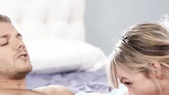 Adorable blonde barely legal sucking off penis