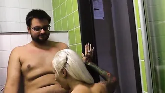 Nerdy Dude Quick Fucked with Slim German Barely Legal Anni on Bathroom
