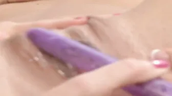 Blonde and dark haired 19 yo lesbians plowed with a double vibrator