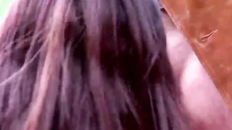 2 bimbos inside a forest screwed a rough dick