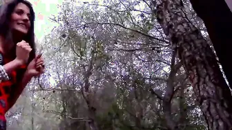 2 bimbos inside a forest screwed a rough dick