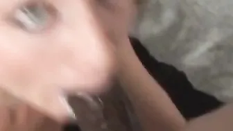 Vulgar white whore ride ebony penis while gets a toy