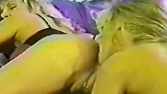Vulgar blonde clitoris-licker plays with her lovers twat