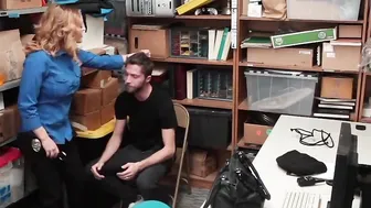 Ginger Hottie Officer Krissy Lynn takes advantage of handsome criminal with huge penis