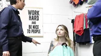Sucking Off female and male security guards at the backoffice
