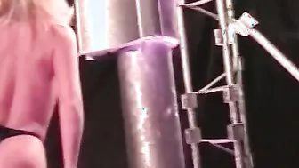 Curvy blonde dancer getting drilled by a client stud