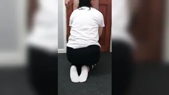 Step cougar knees into front of step son sucking off penis until cum on her mouth 