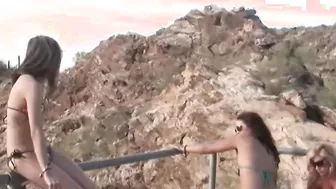 Outdoor Rough porn video – Lola Fine BTS boobs on top of South Mountain
