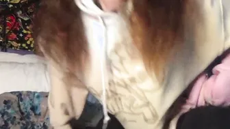 WATCHHER. while she watches porn  fucks herself with gigantic sex toy