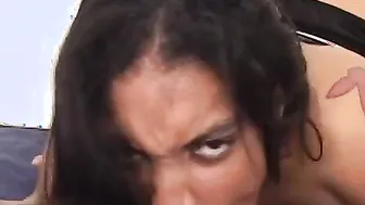 Guy is filming an black BBW sucking off his cocking
