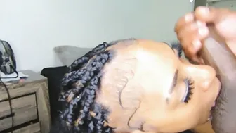 Big black dick STEP-BROTHER FACEFUCKS AND EJACULATES ALL OVER BLACK GIRL FACE AND BODY