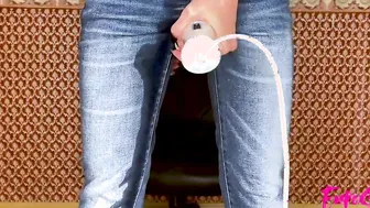 Euroslut Biggest Grool Soaking Jeans Wetting Orgasm
