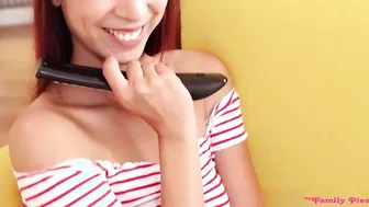 Beauty sister helps stepbrother cum