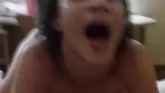 Submissive Black Cougar Takes big black dick