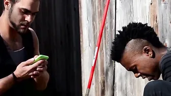 Black Dude porn video – 2 amateur men with gigantic cocks pounding neon haired Women