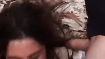 1 hungry skank begs for double penetration with facial