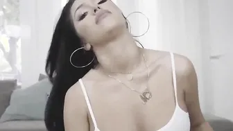 Huge Breasts tattooed dark haired Hispanic 18 Step sister MJ Fresh Boned By Little Brother Inside Family Room pov reverse cowgirl