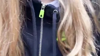 Cutie Teenie give Shoejob on the Rain with Older school