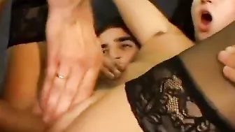 Nasty cunt with mouth inside african pants anal boned by 2 dicks