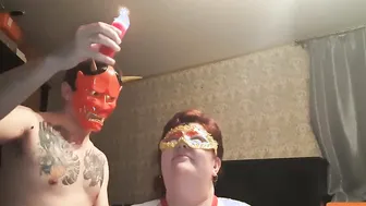 Cutie chubby nurse into BONDAGE action with Cutie wax and clothespins on her bug natural boobies she rewards her master