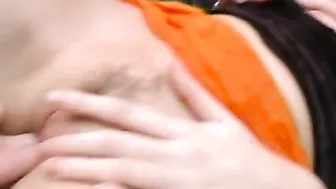 Finger fucking her soak muff before lesbians snatch licking