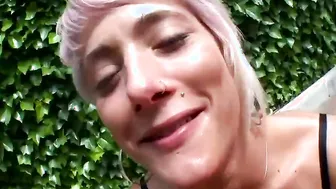 Inked Nicky Wayne with natural melons liking anal sex