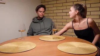 Kitchen Table porn video – Evening Dinner with Surprise. Stretched Legs On The Table 4K