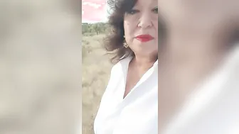 Old woman with bushy cunt stopping to piss inside the