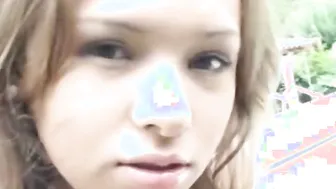 Blonde 19 year old massage her clitoris inside public movie