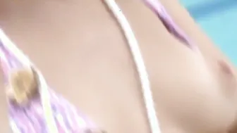 Poolside solo 19 yo Bombshell fingering her vagina