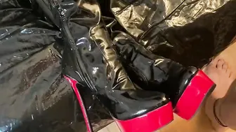 Cum on African Patent Leather Boots