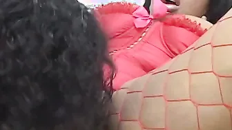 Ass african lesbo into a fishnet pantyhose bangs her mistress