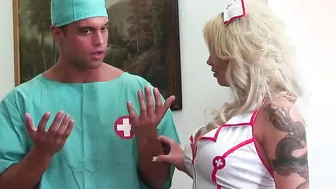 Big Titted blonde Milf nurse seduce the doctor into the hospital